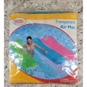 Sand N Sun Air Mattress Pool Float Blue Inflatable Transparent Raft Adult 6 Ft